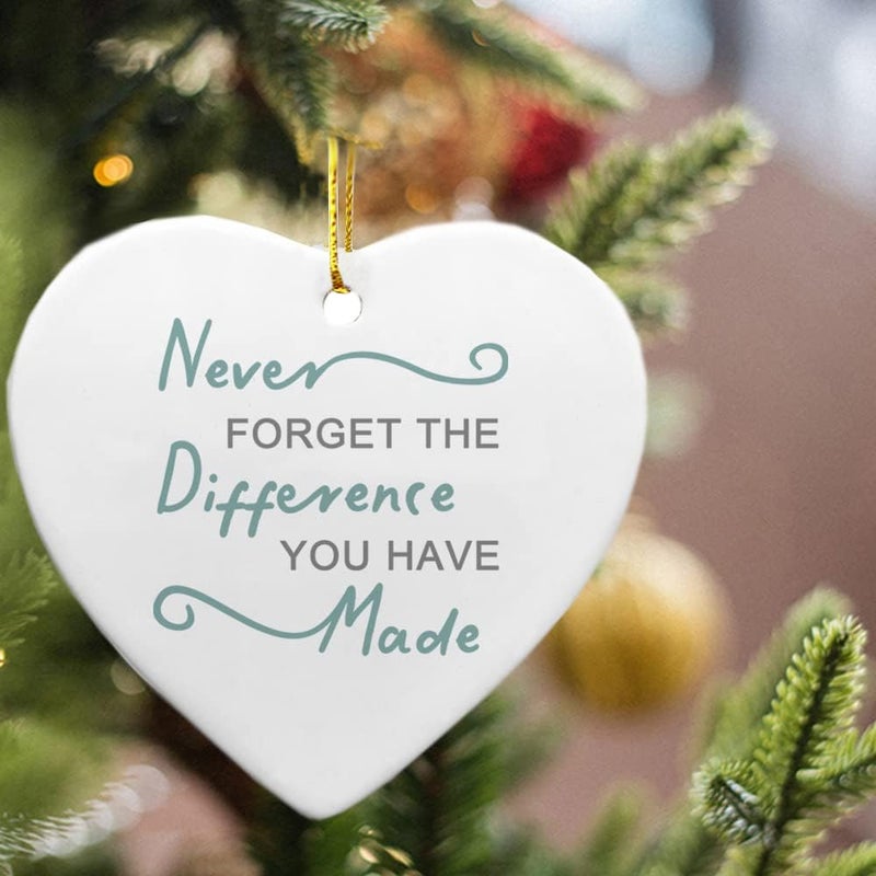 WCDHOR Never Forget the Difference You Have Made Ornament, Meaningful Leaving Gift, Retirement Gift, Thank You Gift, Thank you Ornament, Appreciation Gift, Ceramic Heart Keepsake, To Coworker, Teacher Nurse - Image 5